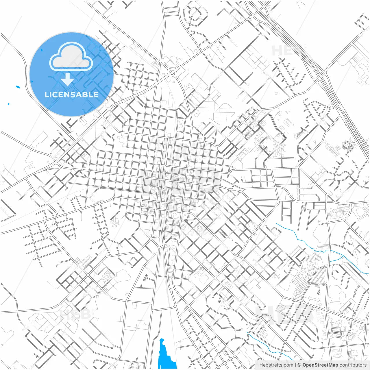 Bryan, Texas, United States, city map with high resolution roads.