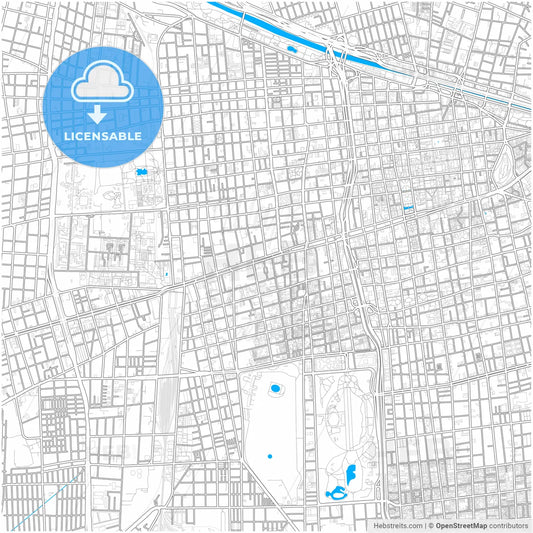Santiago, Chile, city map with high resolution roads.