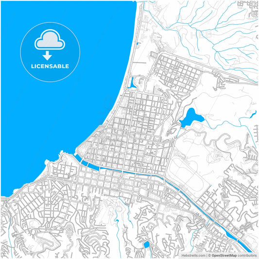 Vina del Mar, Chile, city map with high resolution roads.