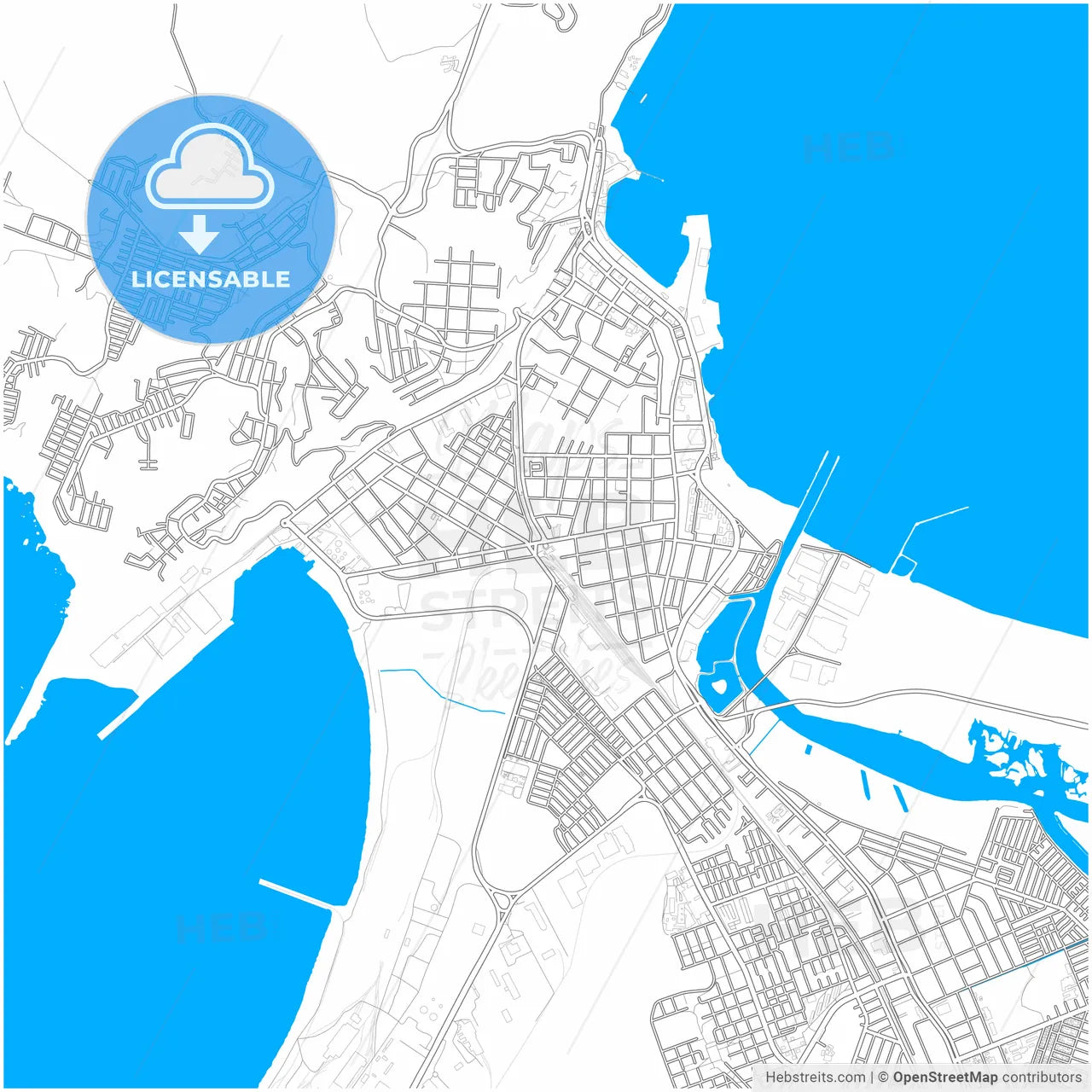 Talcahuano, Chile, city map with high resolution roads.