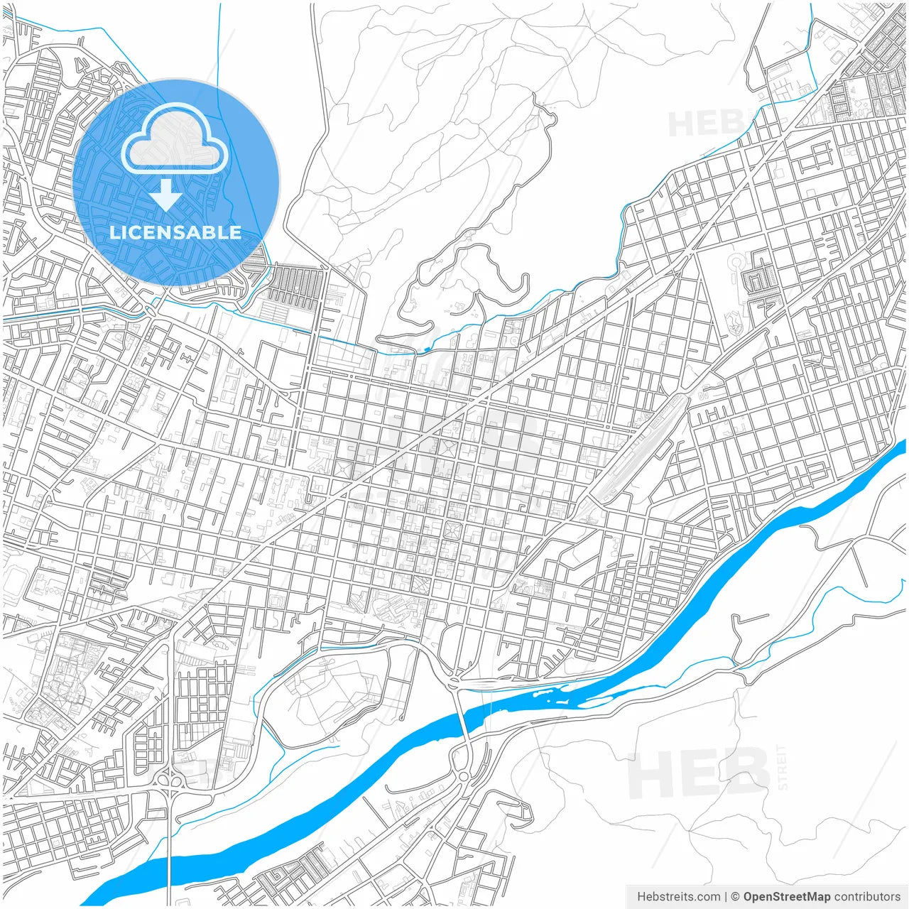 Temuco, Chile, city map with high resolution roads.
