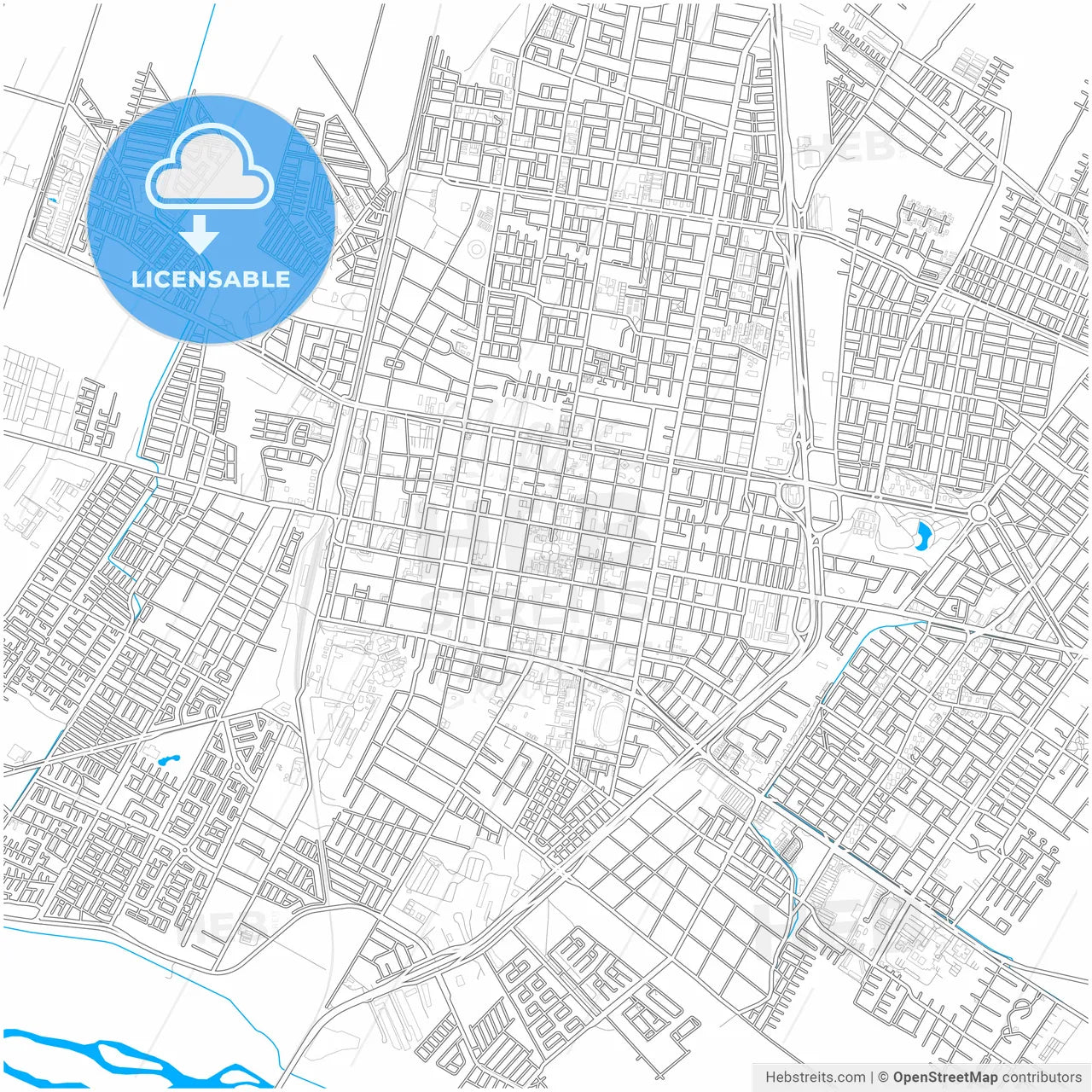 Rancagua, Chile, city map with high resolution roads.