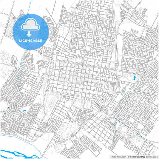 Rancagua, Chile, city map with high resolution roads.