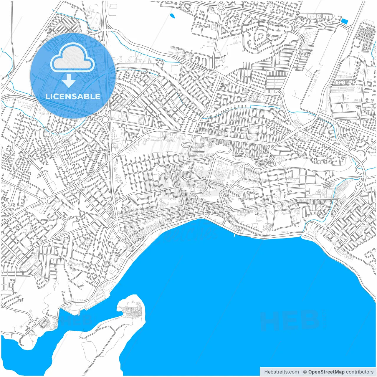 Puerto Montt, Chile, city map with high resolution roads.