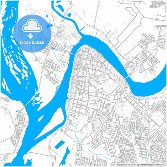 Valdivia, Chile, city map with high resolution roads.