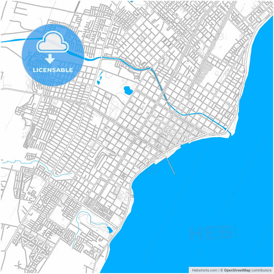 Punta Arenas, Chile, city map with high resolution roads.