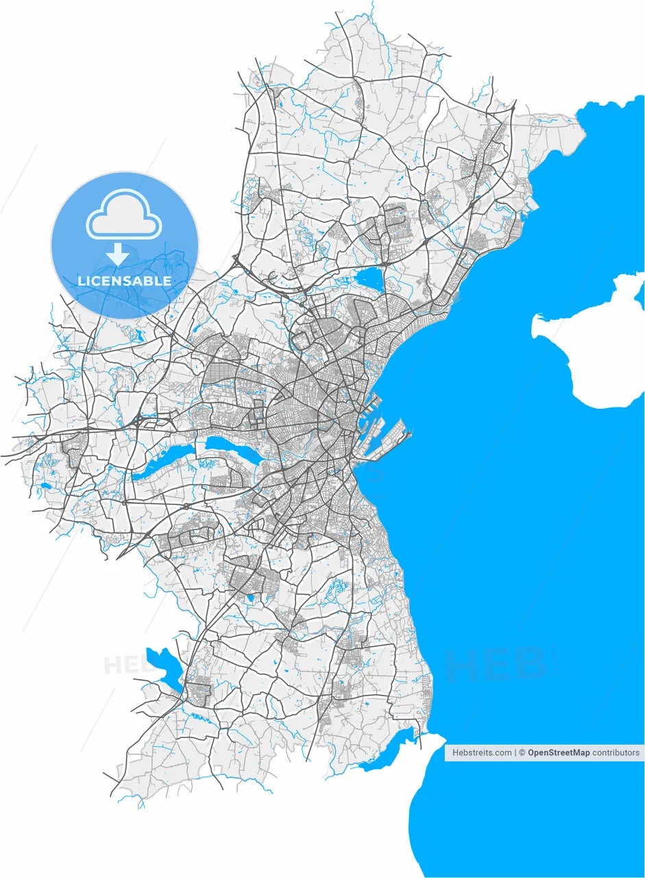 Aarhus Municipality, Denmark, high resolution vector map - Instant download PDF and JPG