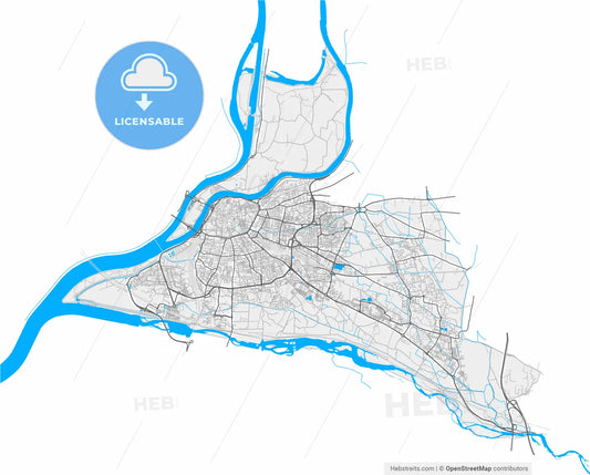 Avignon, Vaucluse, France, high resolution vector map - Instant download PDF and JPG