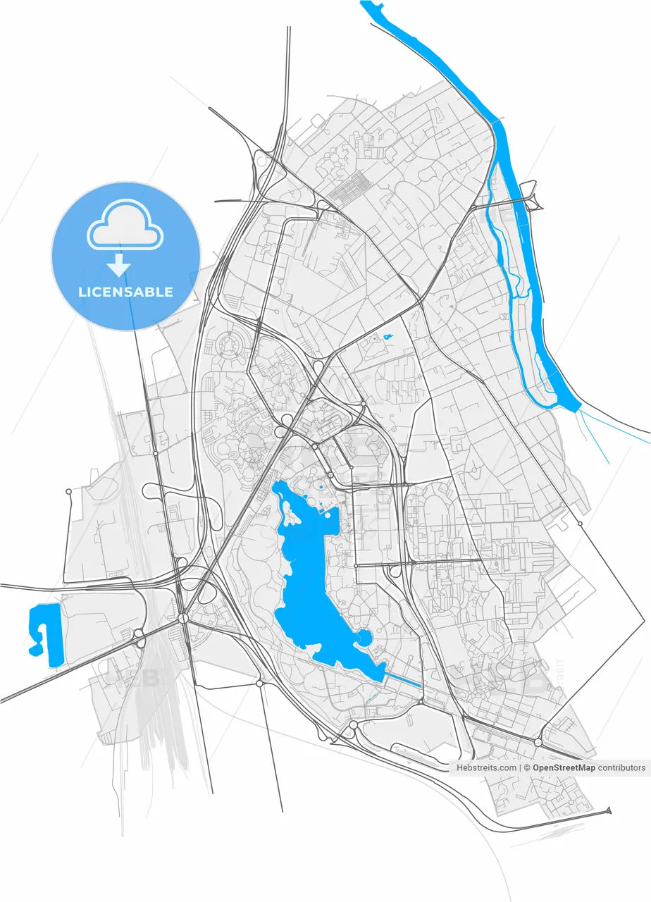 Créteil, Val-de-Marne, France, high resolution vector map - Instant download PDF and JPG