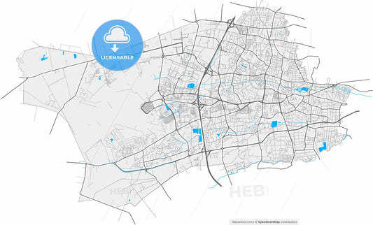 Mérignac, Gironde, France, high resolution vector map - Instant download PDF and JPG