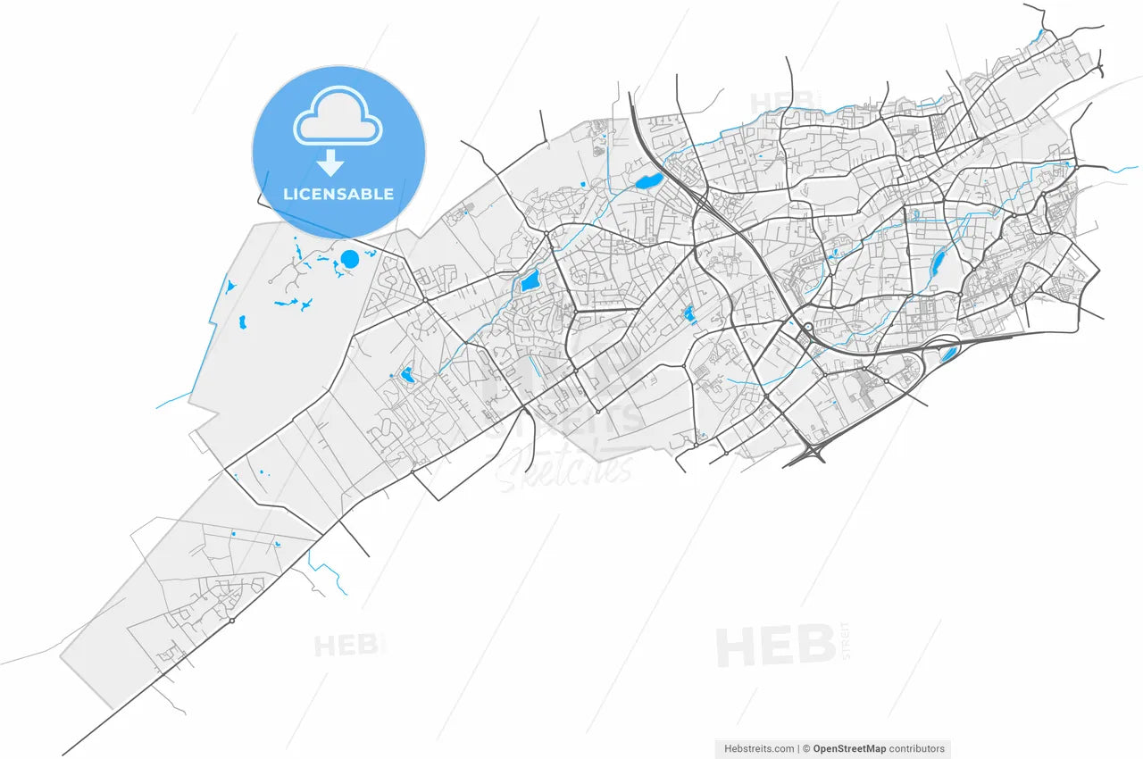 Pessac, Gironde, France, high resolution vector map - Instant download PDF and JPG