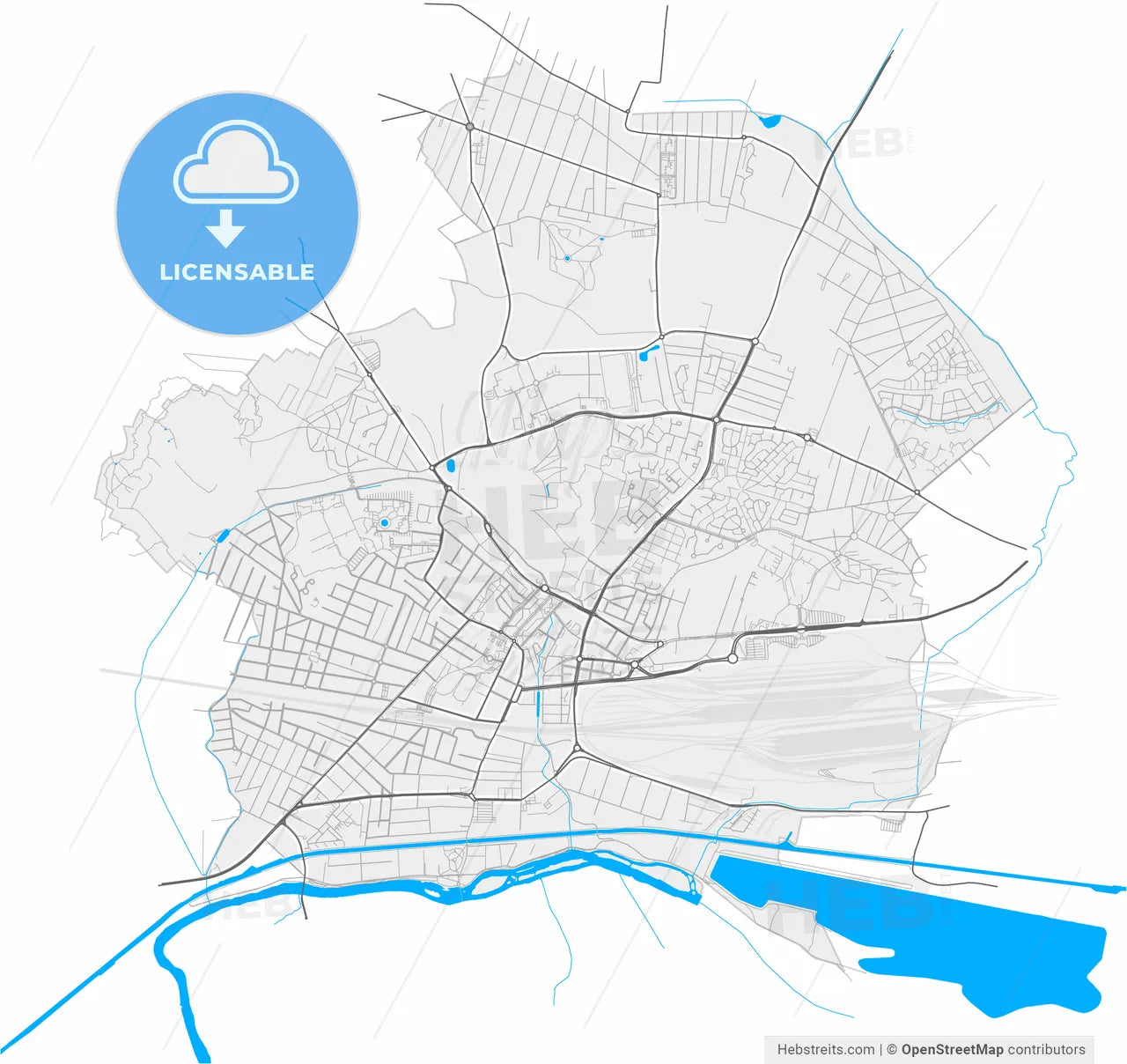 Chelles, Seine-et-Marne, France, high resolution vector map - Instant download PDF and JPG