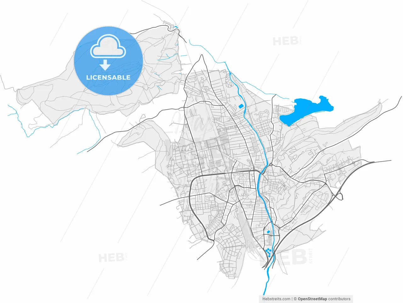 Belfort, Territoire de Belfort, France, high resolution vector map - Instant download PDF and JPG