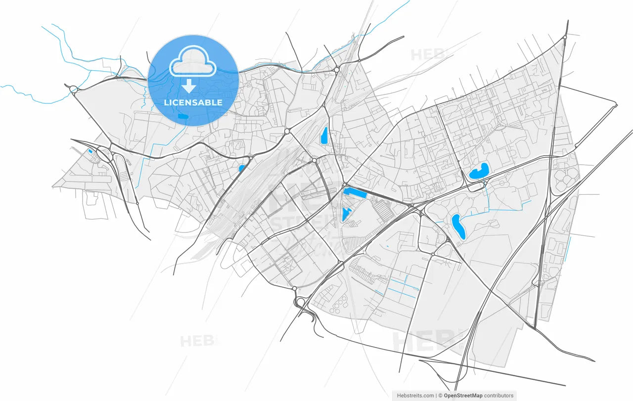 Massy, Essonne, France, high resolution vector map - Instant download PDF and JPG