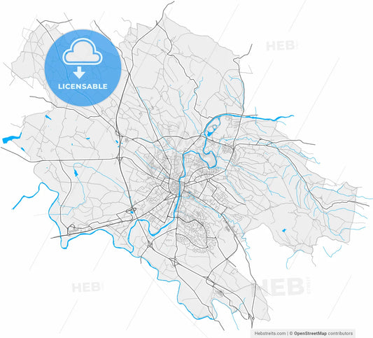 Castres, Tarn, France, high resolution vector map - Instant download PDF and JPG