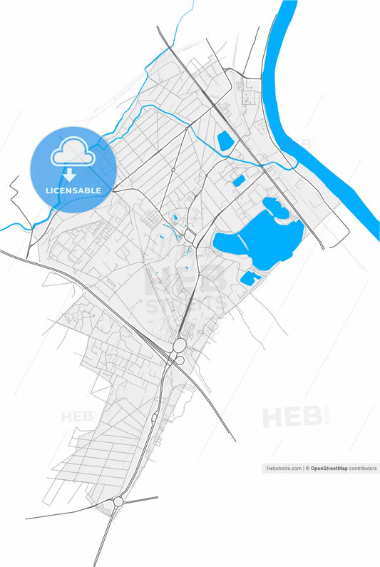 Viry-Châtillon, Essonne, France, high resolution vector map - Instant download PDF and JPG