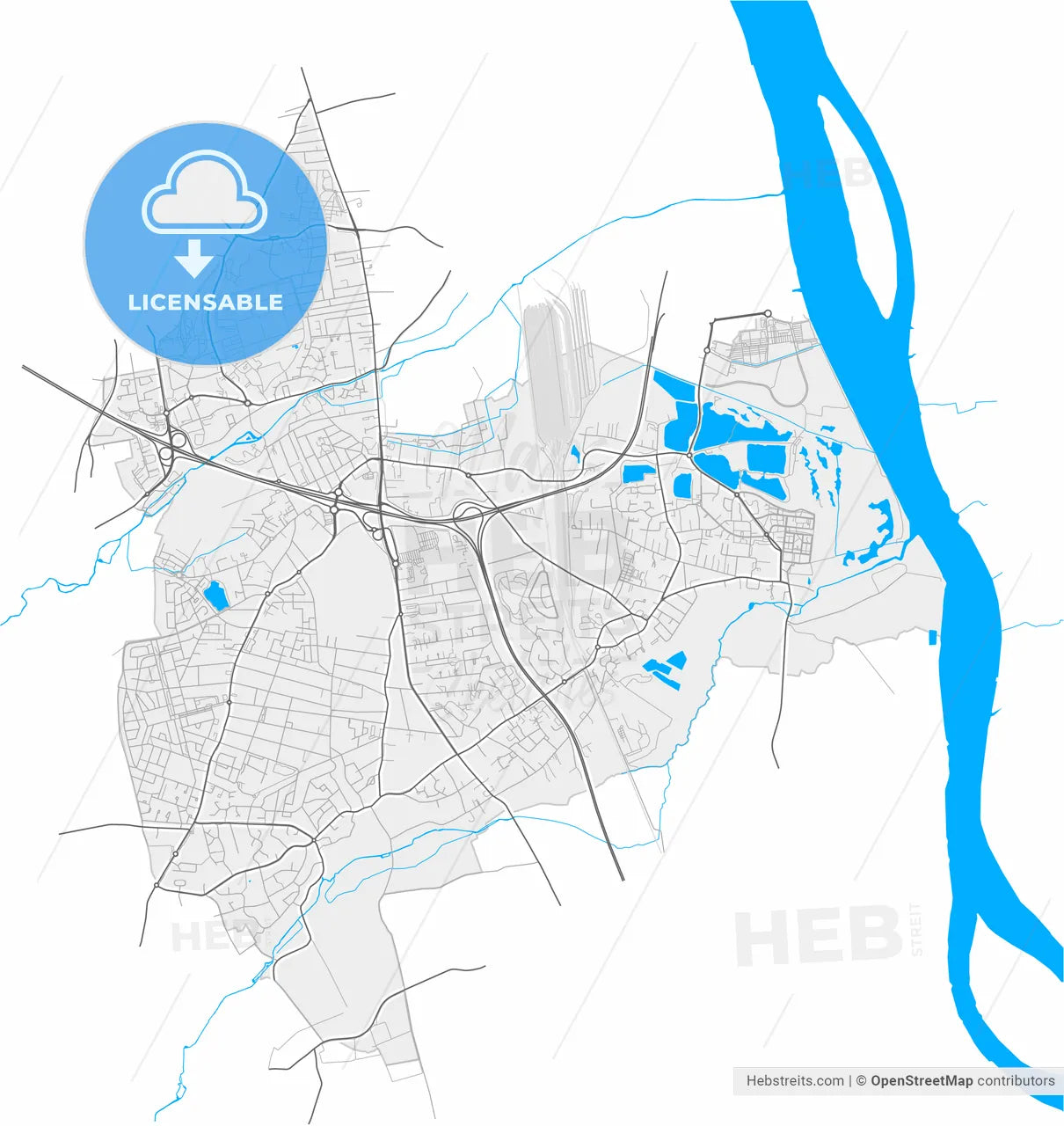 Villenave-d Ornon, Gironde, France, high resolution vector map - Instant download PDF and JPG