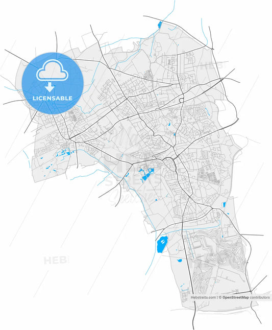 Herten, North Rhine-Westphalia, Germany, high resolution vector map - Instant download PDF and JPG