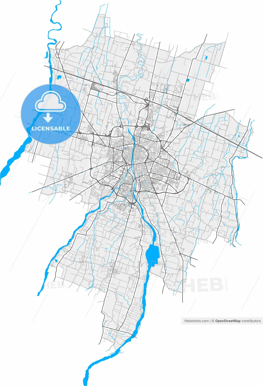Parma, Emilia-Romagna, Italy, high resolution vector map - Instant download PDF and JPG