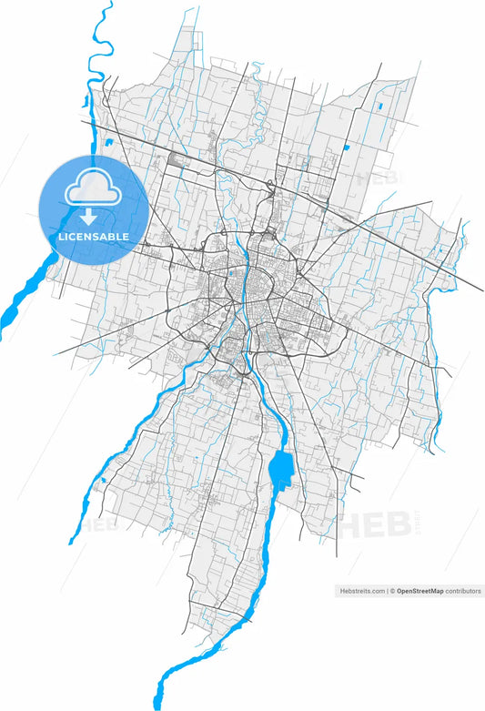 Parma, Emilia-Romagna, Italy, high resolution vector map - Instant download PDF and JPG