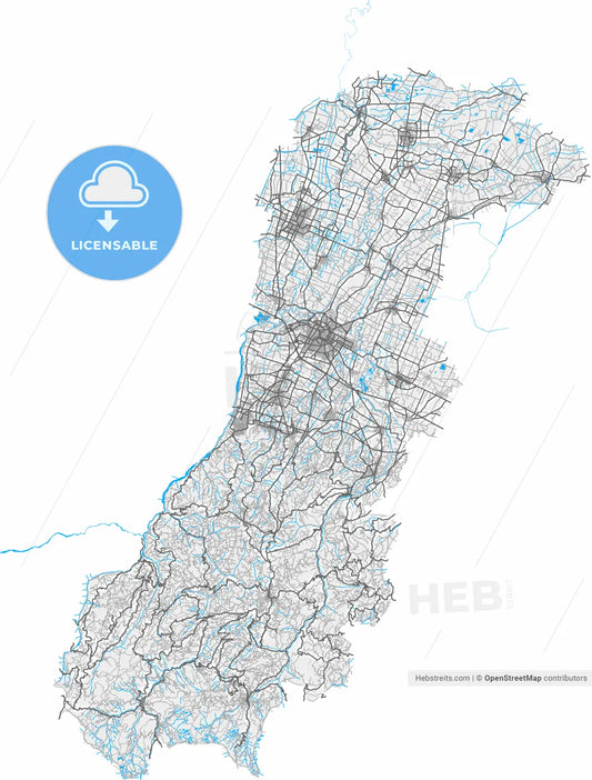 Modena, Emilia-Romagna, Italy, high resolution vector map - Instant download PDF and JPG
