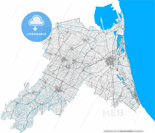 Ravenna, Emilia-Romagna, Italy, high resolution vector map - Instant download PDF and JPG