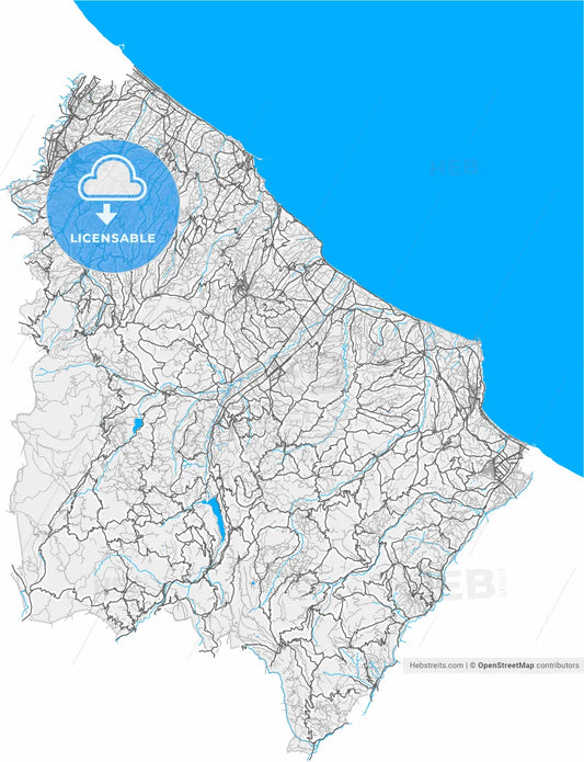 Chieti, Abruzzo, Italy, high resolution vector map - Instant download PDF and JPG