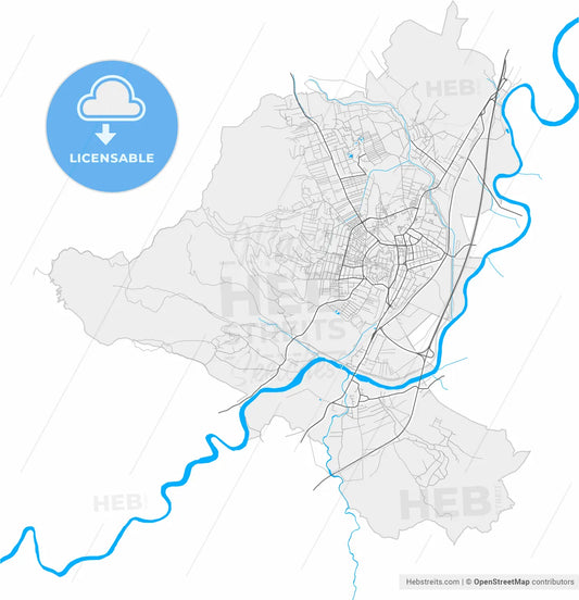 Alba Iulia, Alba, Romania, high resolution vector map - Instant download PDF and JPG