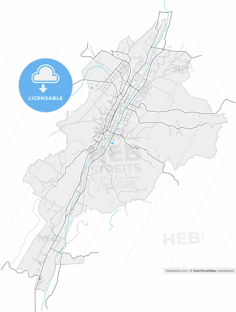 Câmpulung, Argeș, Romania, high resolution vector map - Instant download PDF and JPG