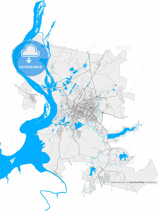 Berezniki, Perm Krai, Russia, high resolution vector map - Instant download PDF and JPG