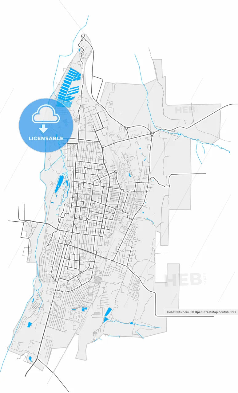 Cherkessk, Karachay-Cherkess Republic, Russia, high resolution vector map - Instant download PDF and JPG