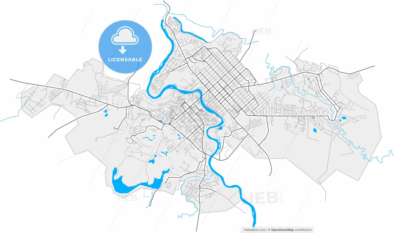 Borovichi, Novgorod Oblast, Russia, high resolution vector map - Instant download PDF and JPG