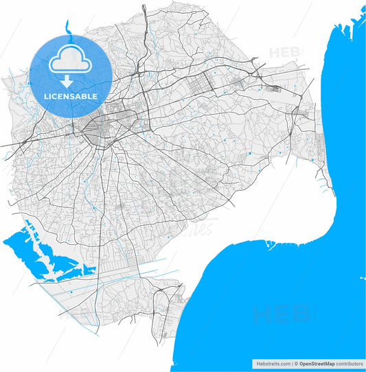 Elche, Alicante, Spain, high resolution vector map - Instant download PDF and JPG