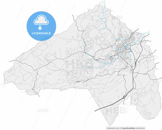 Alcoy, Alicante, Spain, high resolution vector map - Instant download PDF and JPG