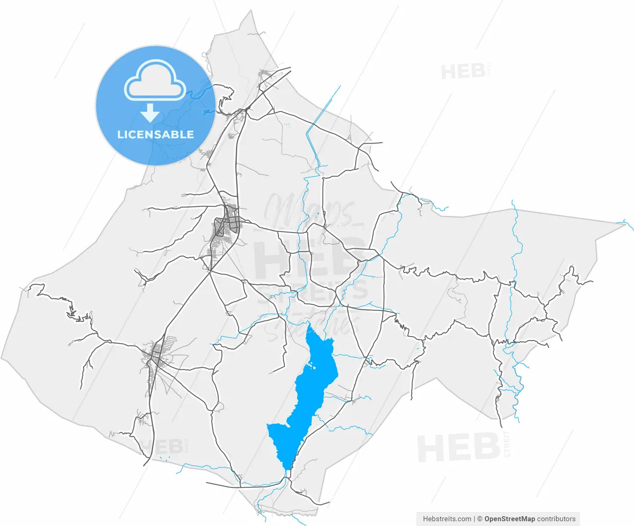 İslahiye, Gaziantep, Turkey, high resolution vector map - Instant download PDF and JPG