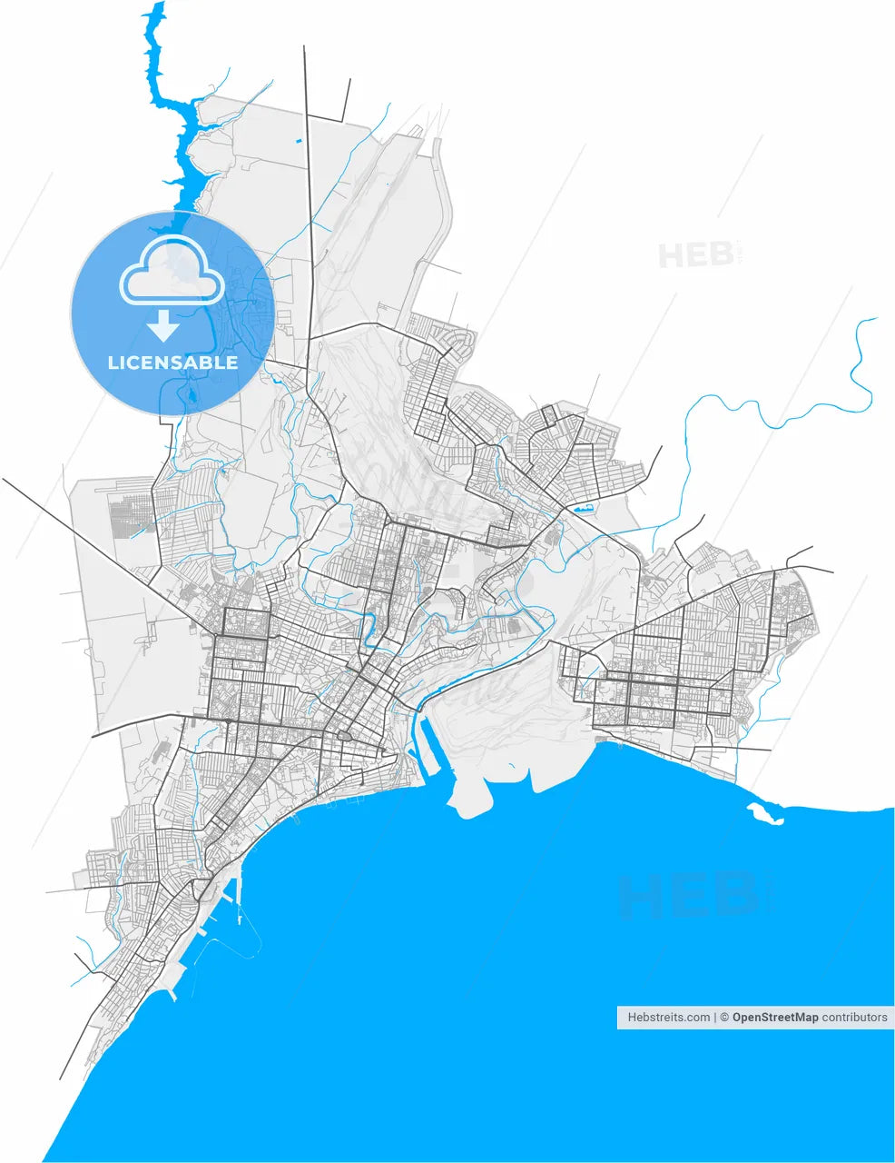 Mariupol, Donetsk Oblast, Ukraine, high resolution vector map - Instant download PDF and JPG