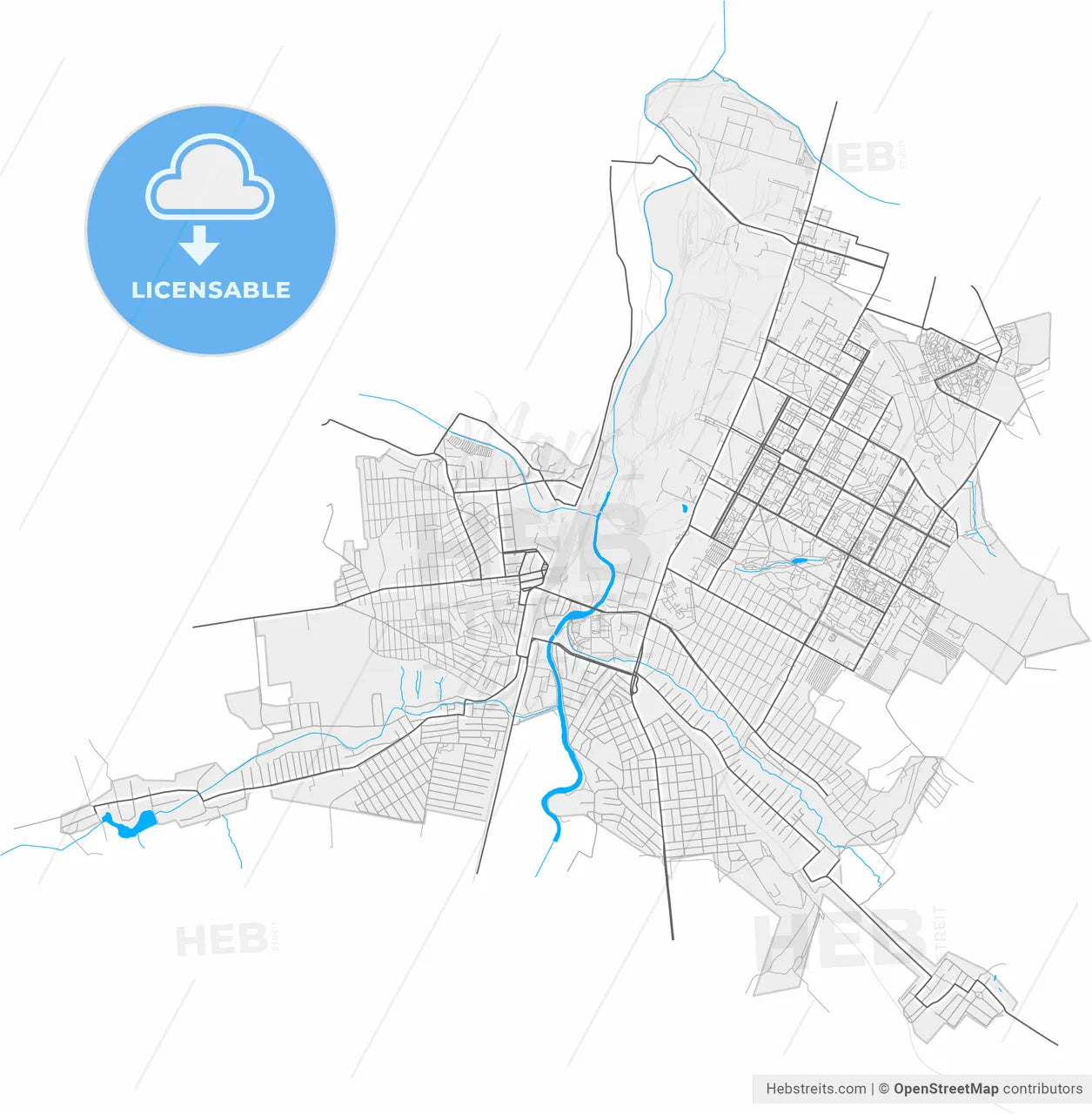Kramatorsk, Donetsk Oblast, Ukraine, high resolution vector map - Instant download PDF and JPG