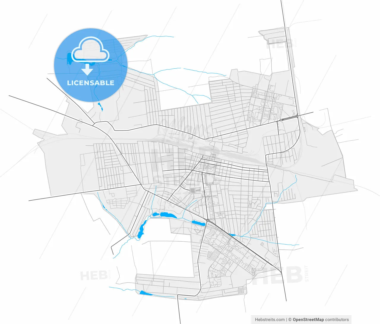 Pokrovsk, Donetsk Oblast, Ukraine, high resolution vector map - Instant download PDF and JPG