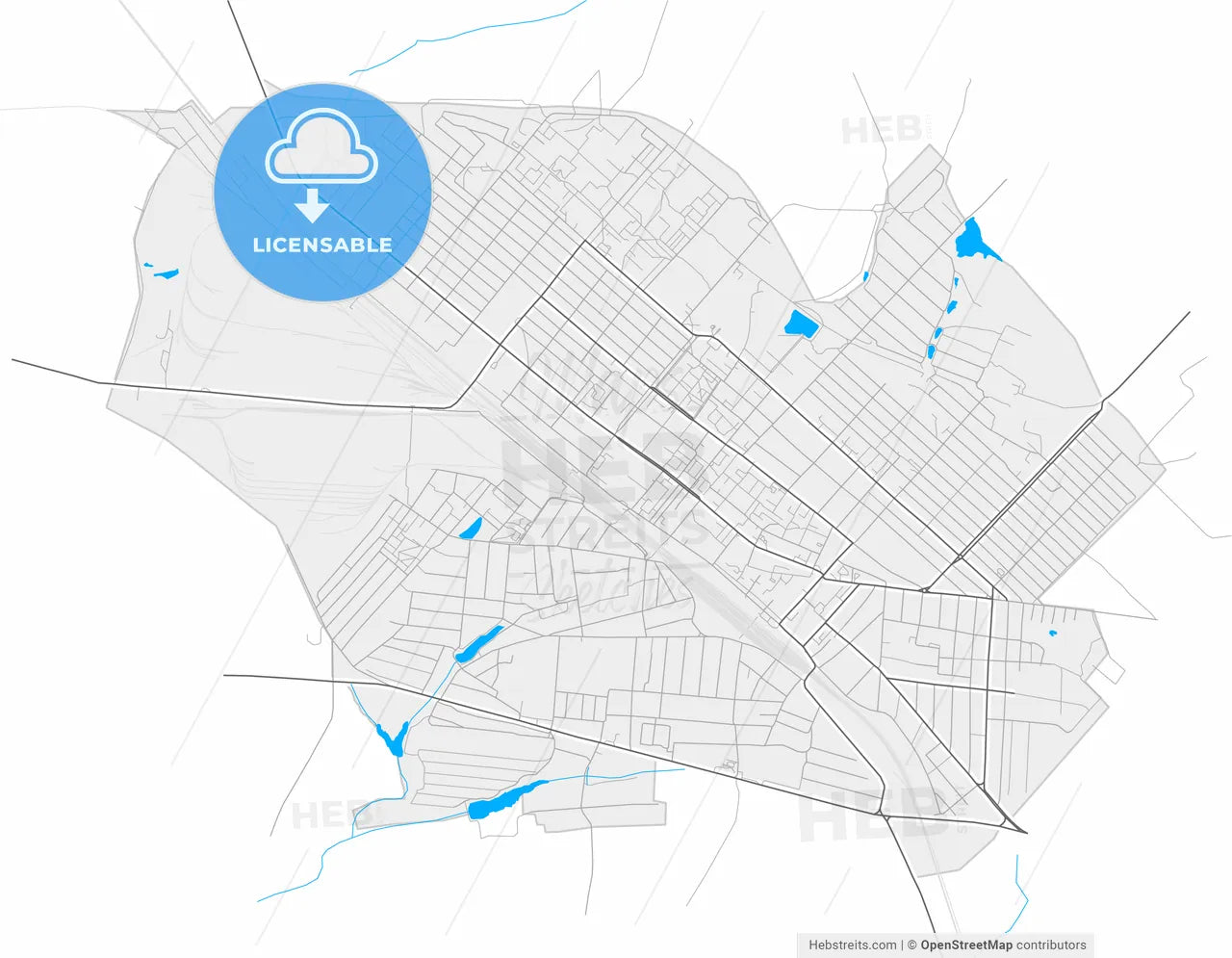 Khartsyzk, Donetsk Oblast, Ukraine, high resolution vector map - Instant download PDF and JPG