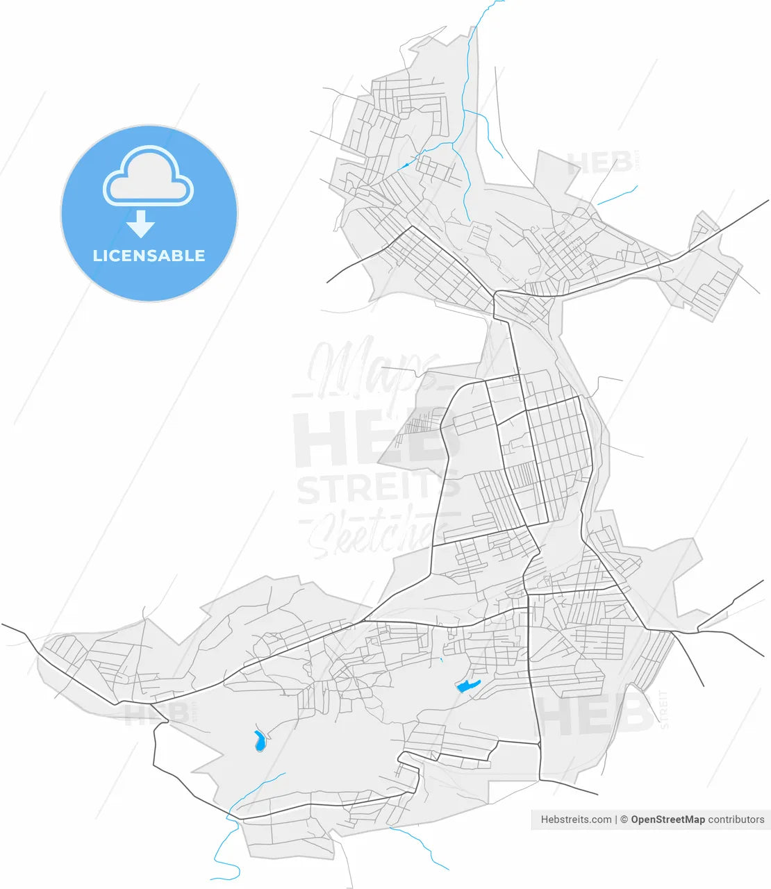 Snizhne, Donetsk Oblast, Ukraine, high resolution vector map - Instant download PDF and JPG