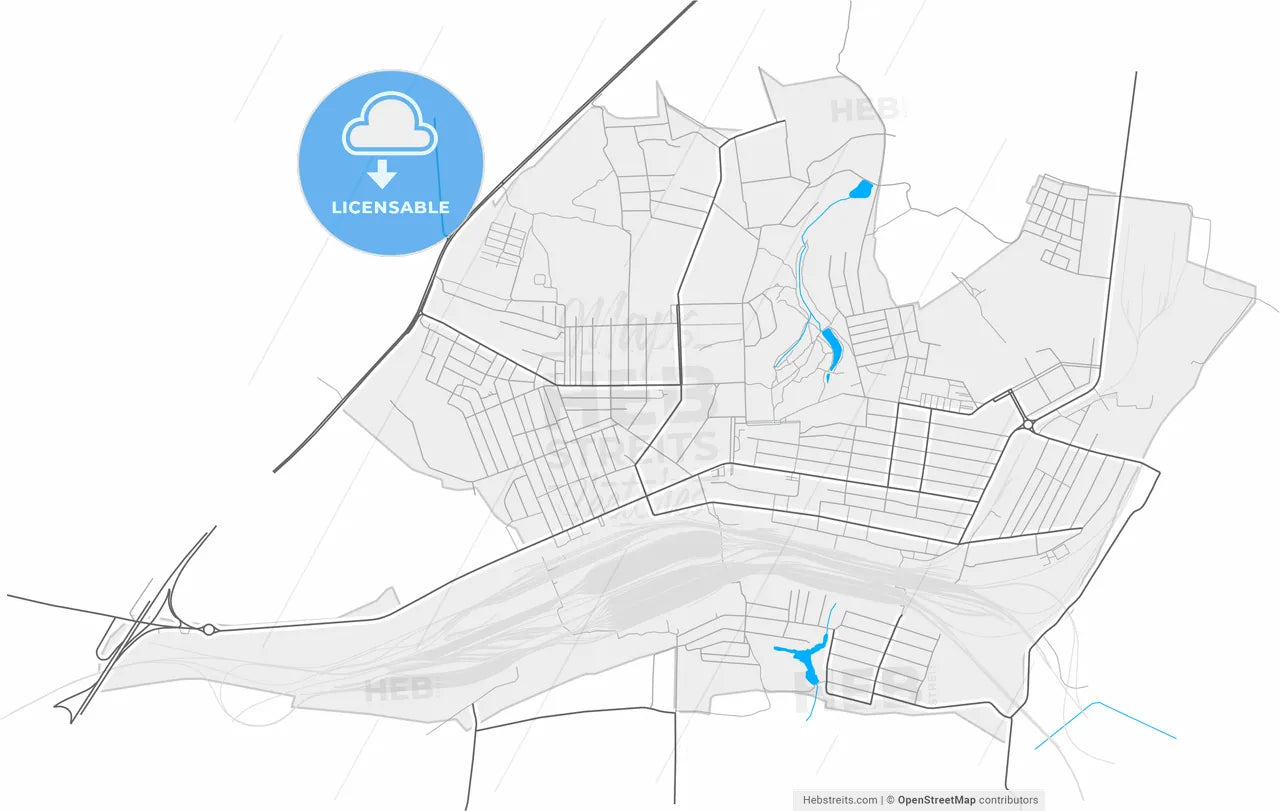 Yasynuvata, Donetsk Oblast, Ukraine, high resolution vector map - Instant download PDF and JPG