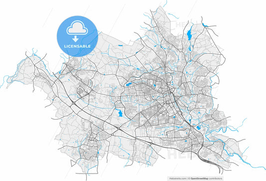 Bolton, North West England, England, high resolution vector map - Instant download PDF and JPG