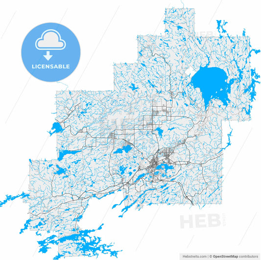 Greater Sudbury, Ontario, Canada, high resolution vector map - Instant download PDF and JPG