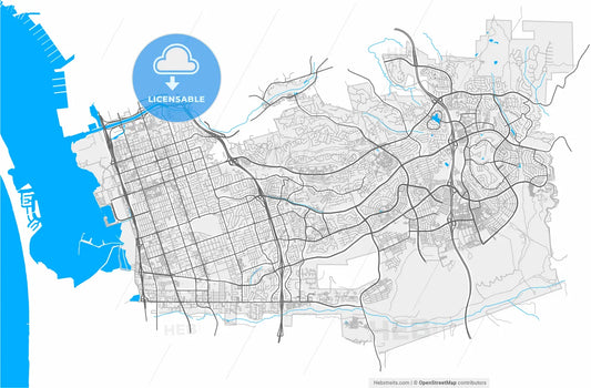 Chula Vista, California, United States, high resolution vector map - Instant download PDF and JPG