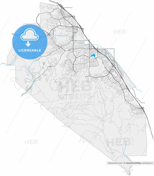 Chino Hills, California, United States, high resolution vector map - Instant download PDF and JPG