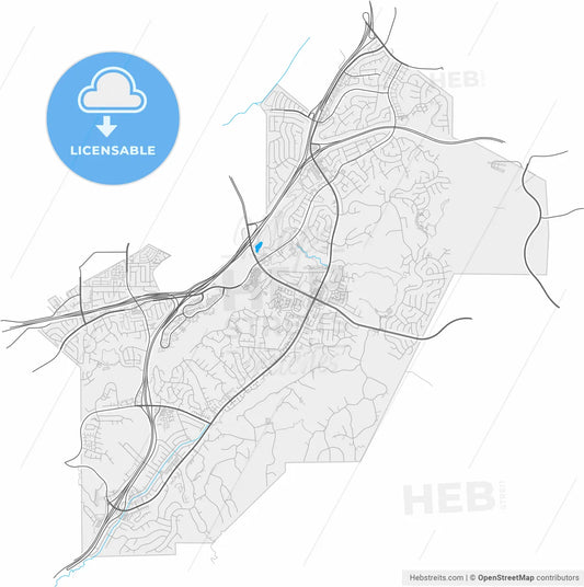 Diamond Bar, California, United States, high resolution vector map - Instant download PDF and JPG