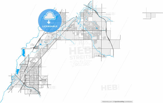 Commerce City, Colorado, United States, high resolution vector map - Instant download PDF and JPG