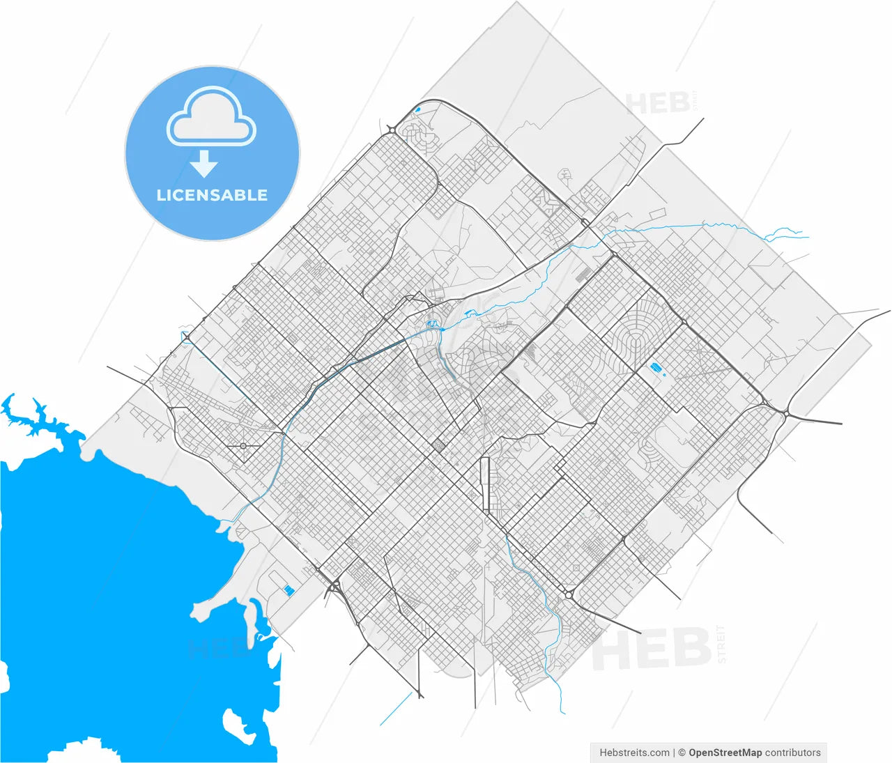 Bahia Blanca, Argentina, high resolution vector map - Instant download PDF and JPG