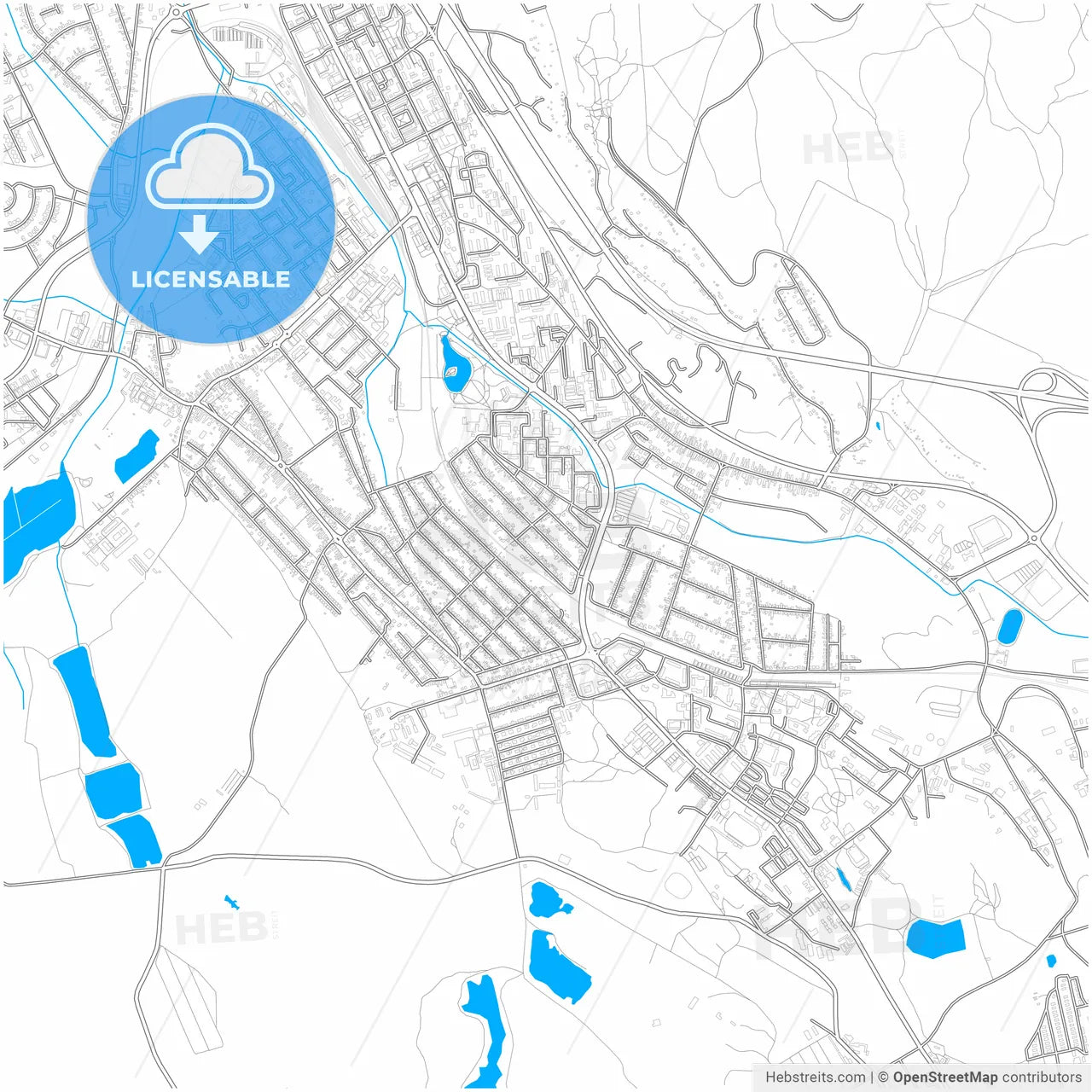 Tatabánya, Komárom-Esztergom, Hungary, city map with high resolution roads.