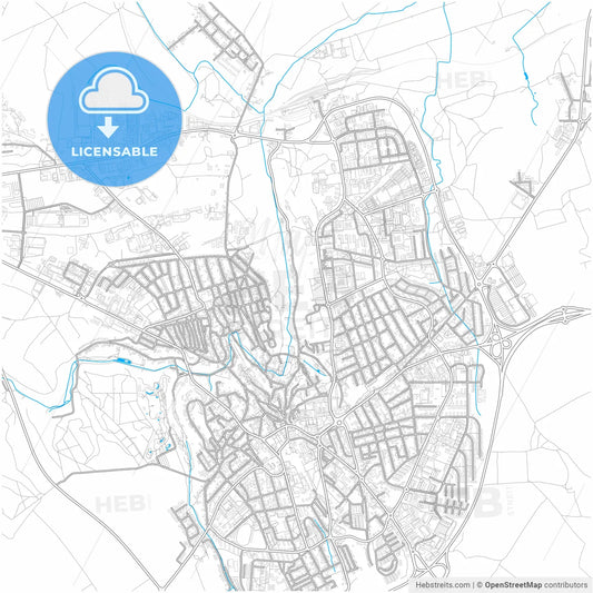 Veszprém, Veszprém, Hungary, city map with high resolution roads.